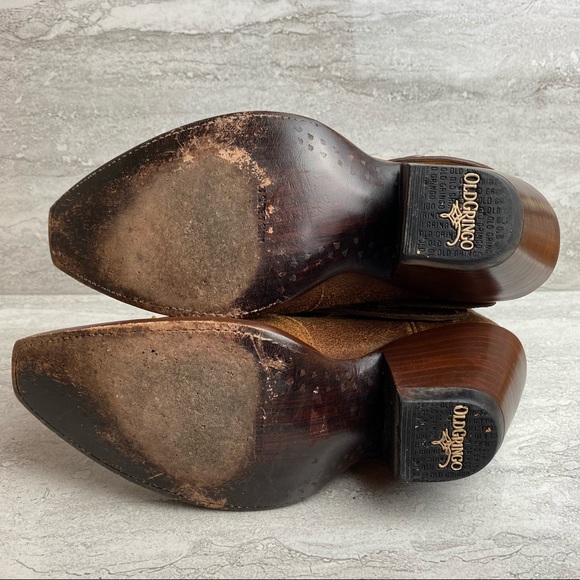 Old gringo brown crackle leather rustic vintage cowboy boots 6.5 - Picture 8 of 10